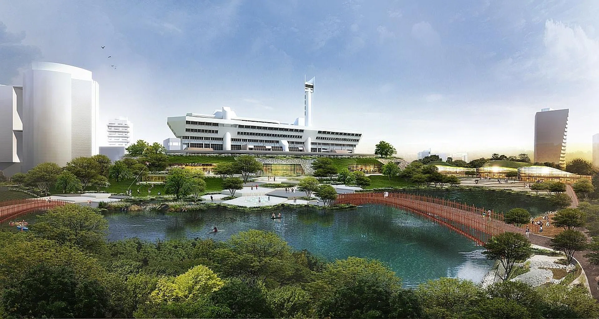 The draft master plan of the Jurong Lake District envisions green areas, homes and businesses around the future High-Speed Rail terminus. 