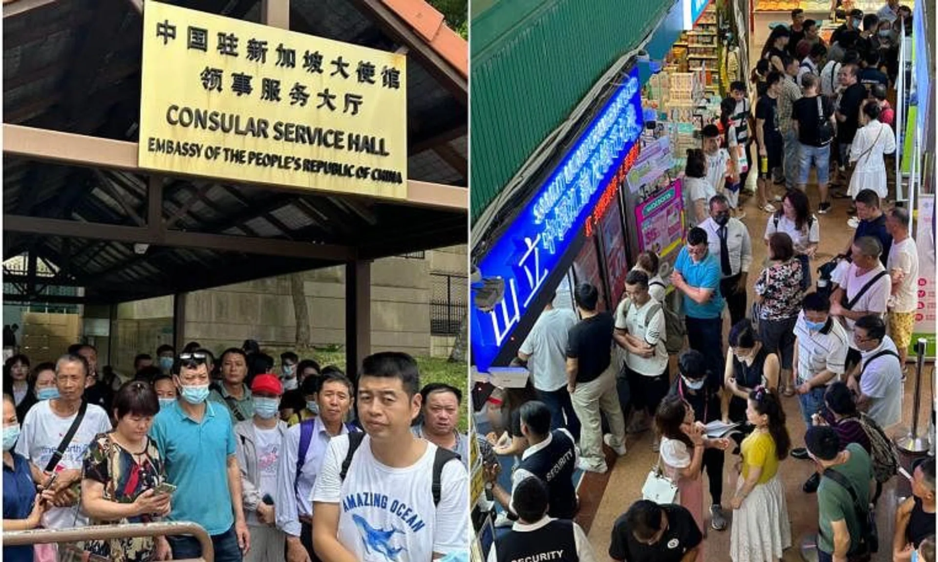 Crowds have gathered at the Chinese Embassy in Singapore and at remittance companies in Chinatown to seek assistance.