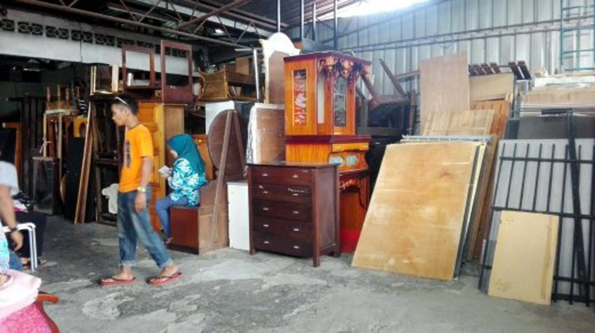 Old furniture from Singapore being sold at a second-hand shop in Kota Baru.