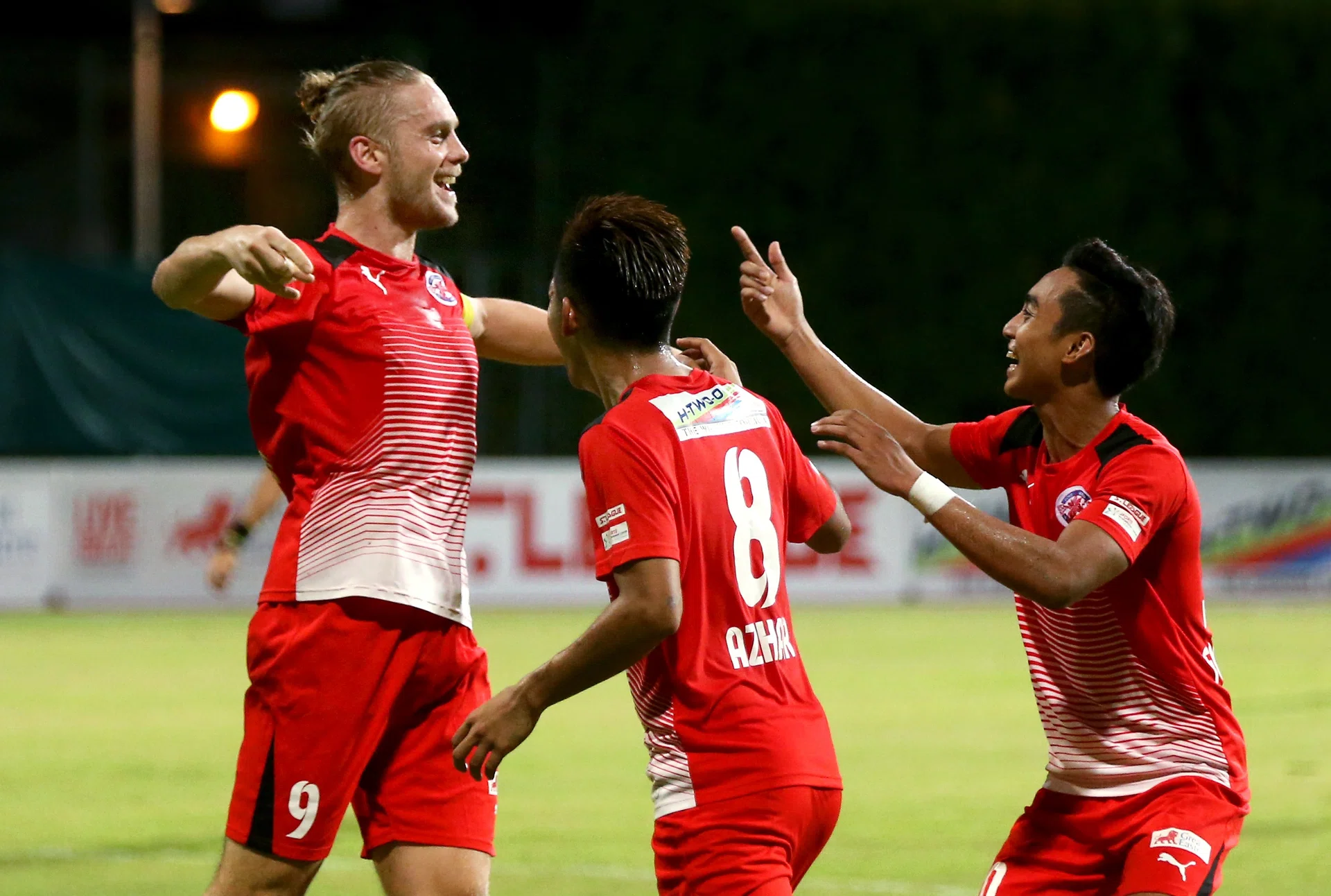 STRONG STRIKE FORCE: Home have no shortage of firepower, with the likes of (from left) Ken Ilso, Azhar Sairudin, and Faris Ramli in attack. 