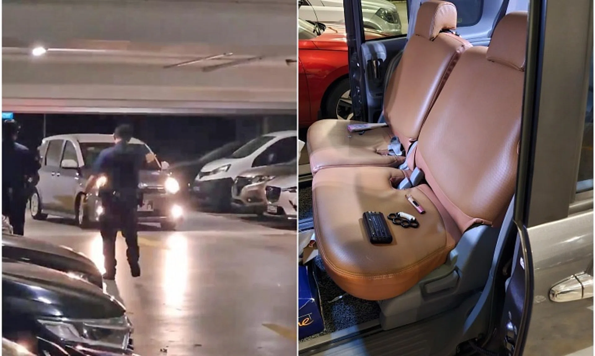 Items – including a knuckle duster, and an e-vaporiser – were found left behind in Mr Wong Wei Loong’s car.