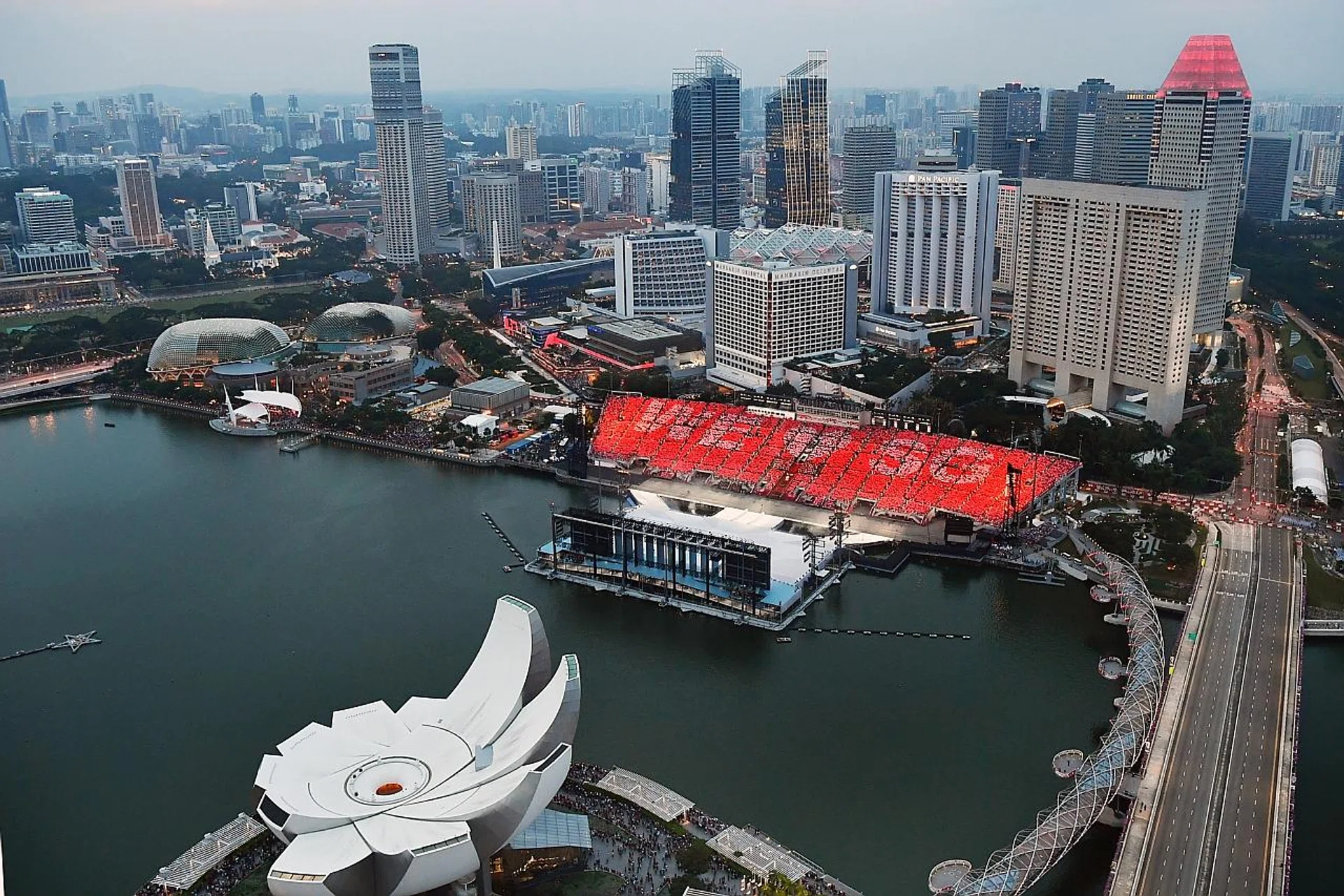 National Day celebrations at The Float @ Marina Bay, which can seat 27,000 spectators. 