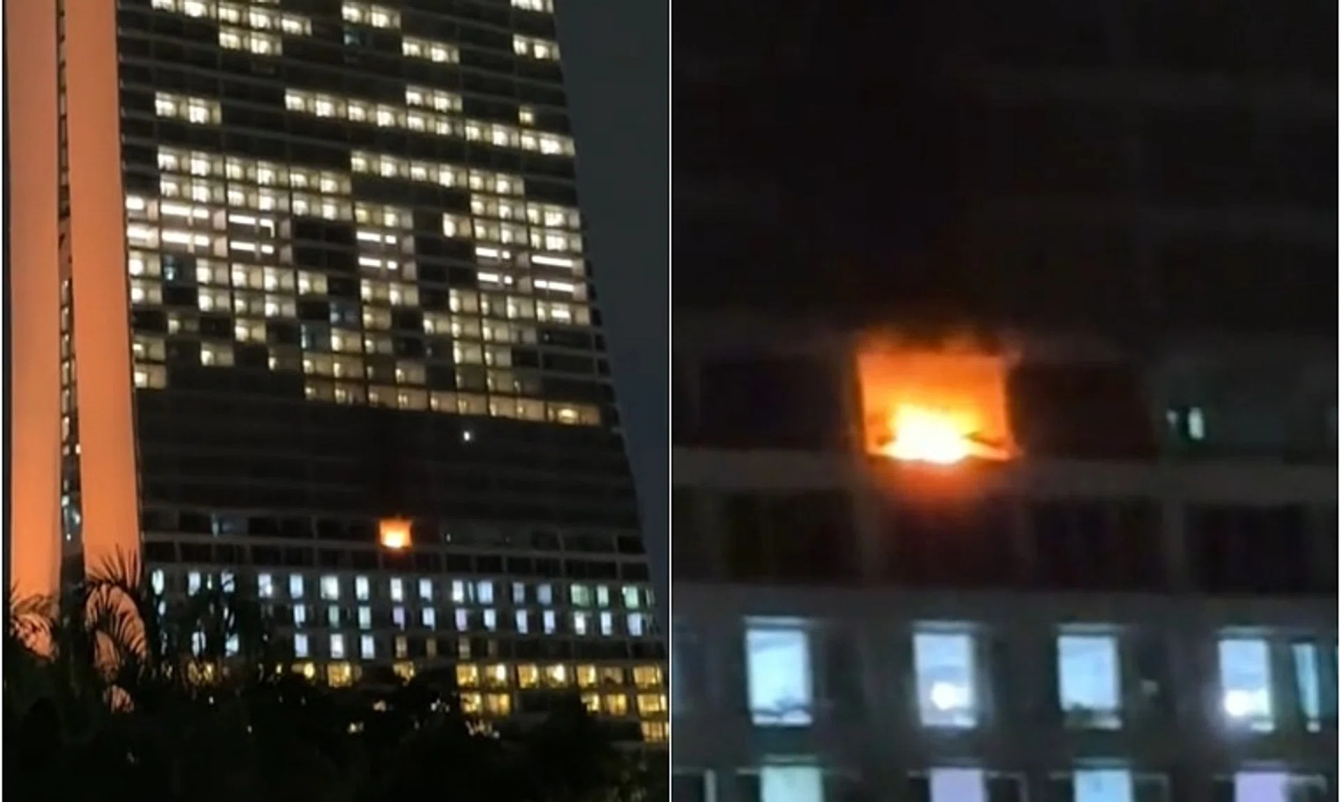 In a video posted on video-sharing platform TikTok, a fire can be seen in the hotel room.