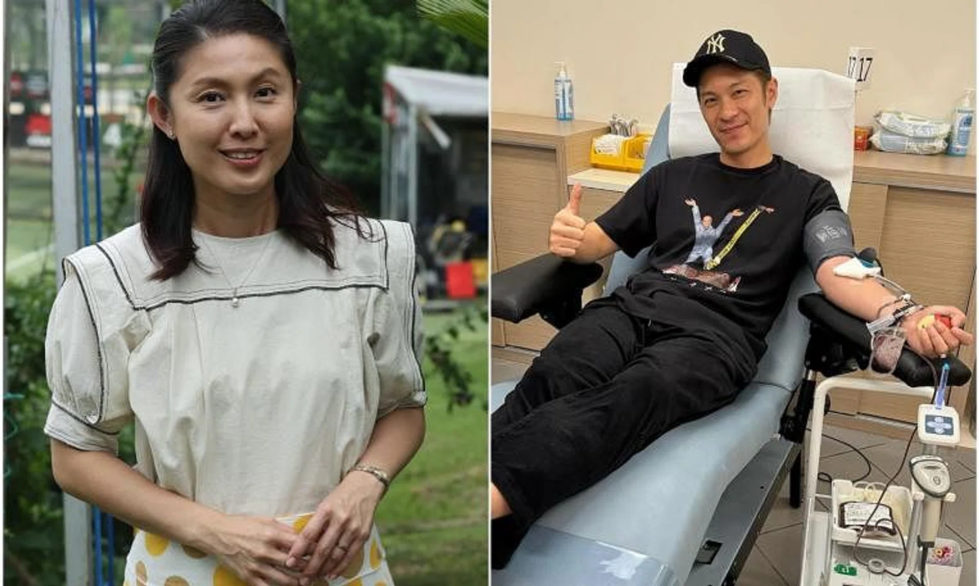 Lina Ng (left) and Shaun Chen have responded to an appeal from the Singapore Red Cross to give blood.