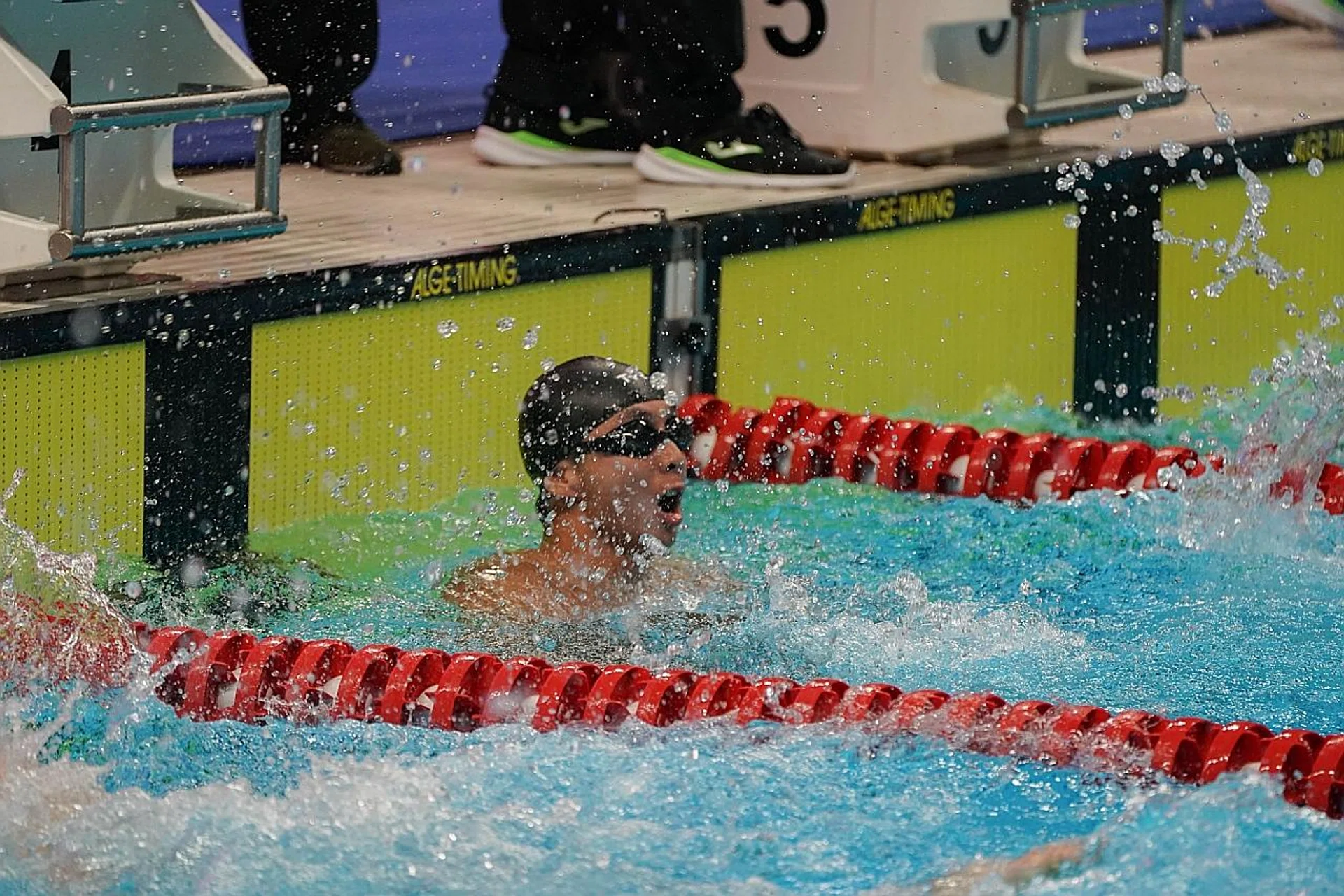 Toh Wei Soong after winning the 50m freestyle S7 final at the Asian Para Games in Jakarta on Sunday. 