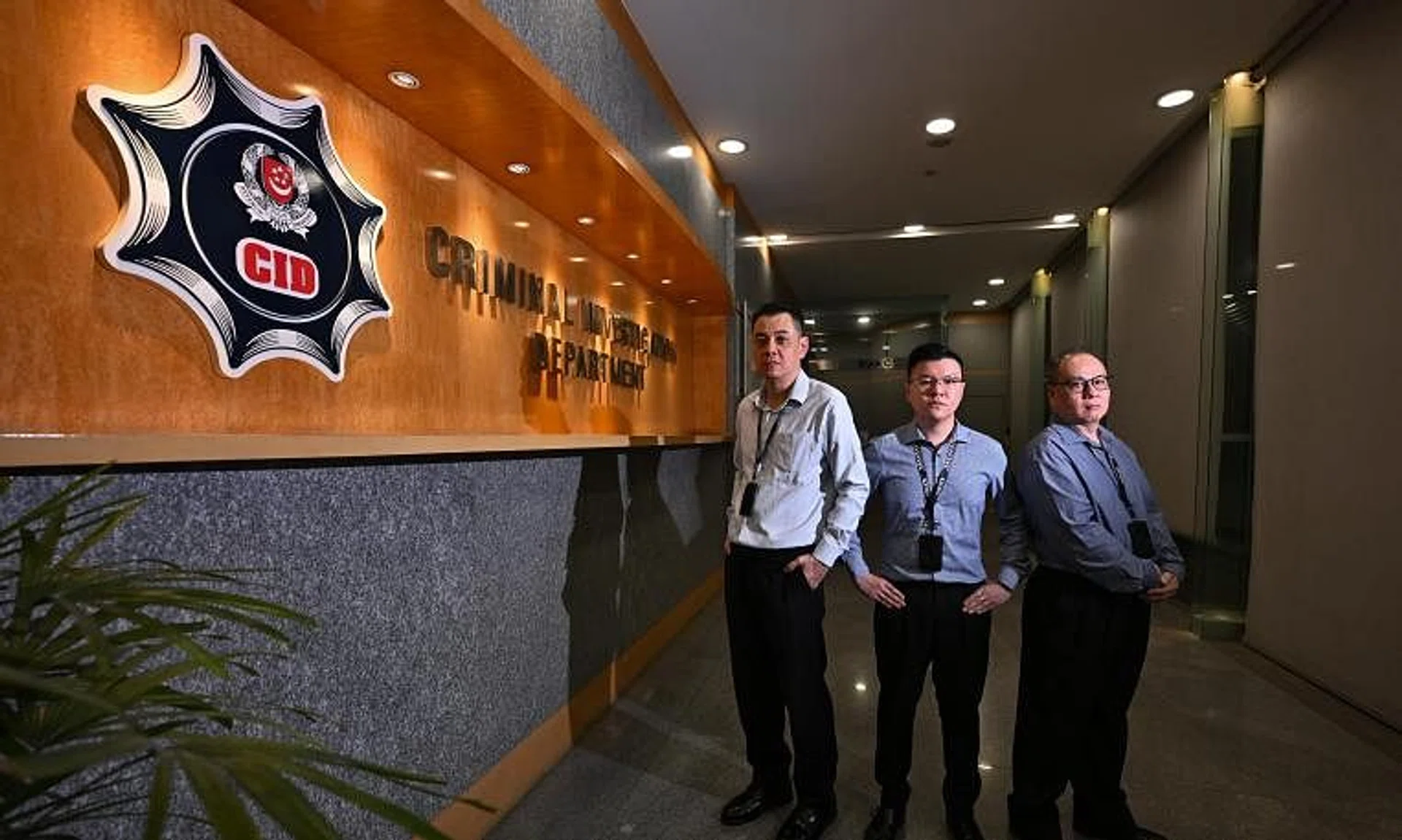 (From left) Assistant Superintendent of Police Michael Ho, Deputy Superintendent Alvin Lin and Inspector Ong Tiam Huat from the CID’s unlicensed moneylending strike force.