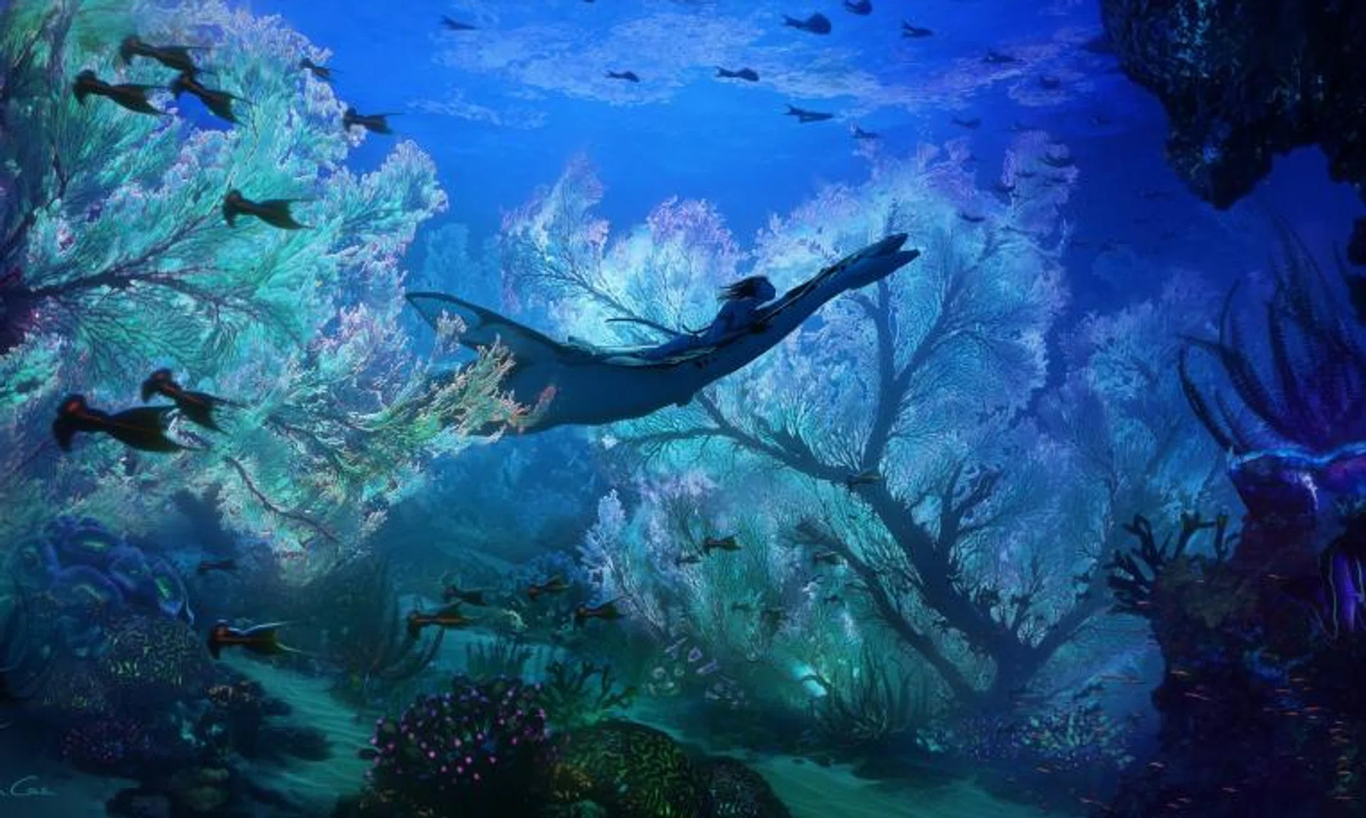 Footage at CinemaCon showed Na'vi characters swimming beneath the planet's oceans and soaring through its skies.