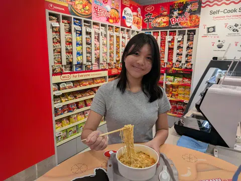 The ramyun corner at FairPrice Xtra at Vivocity is located at Lotte Mart Express inside the supermarket and carries more than 30 types of noodles.