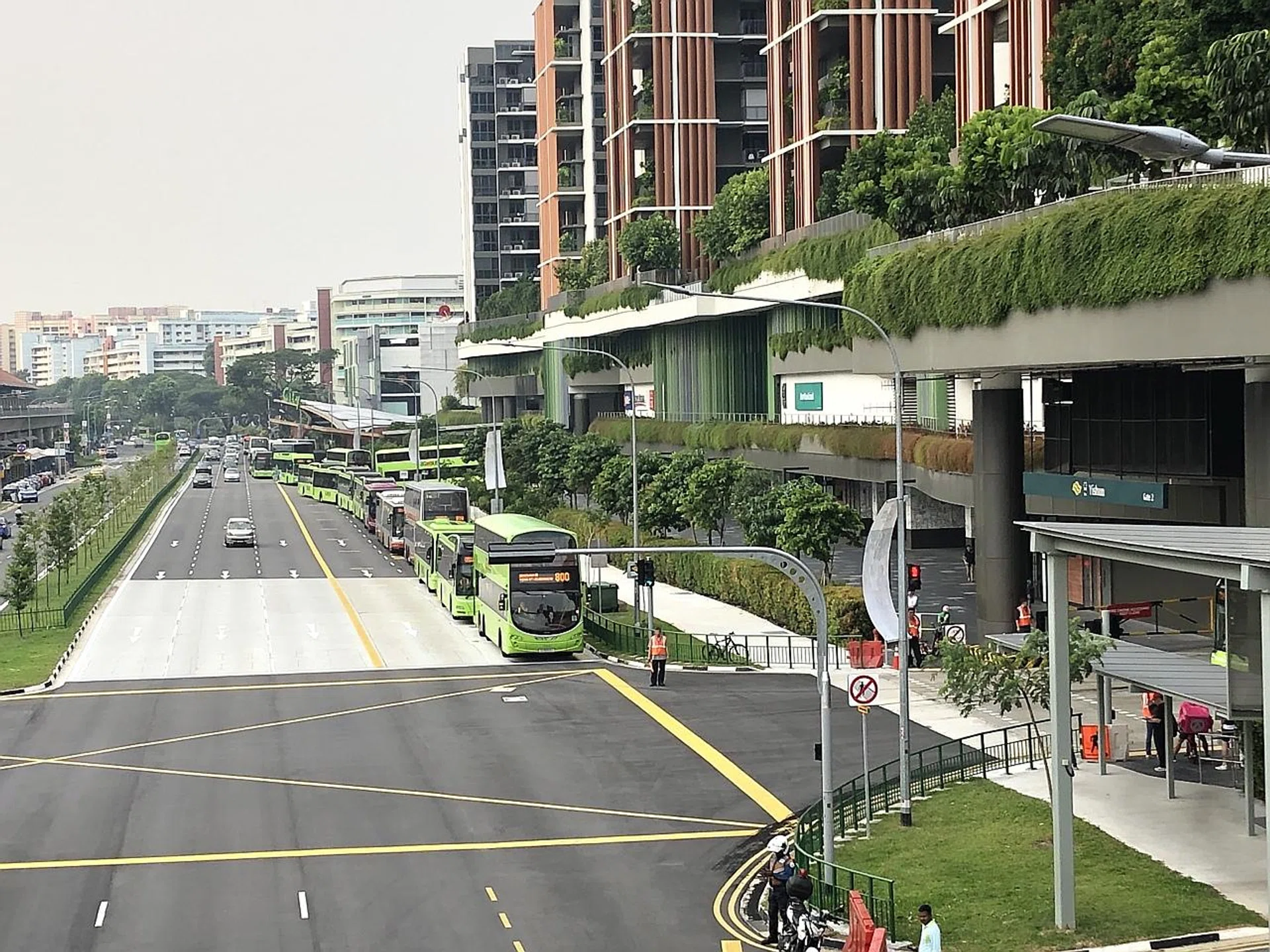 Buses waiting to turn into the interchange. TNP PHOTO: ADELINE TAN