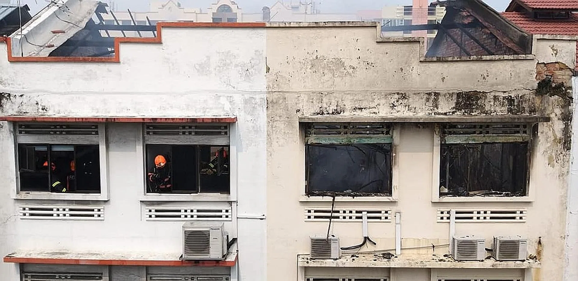 The fire at the two units in Geylang happened on Sunday. 