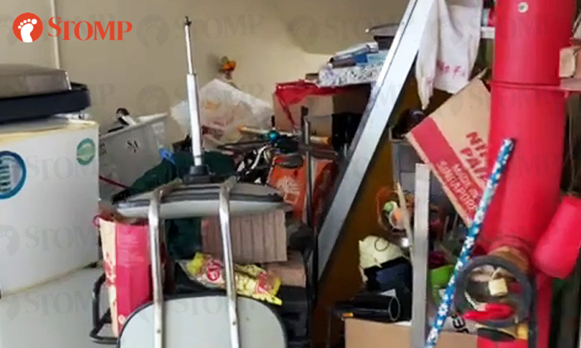 "He is always putting all his junk and expired foods outside the corridor, blocking the passageway and stairway," says the neighbour.