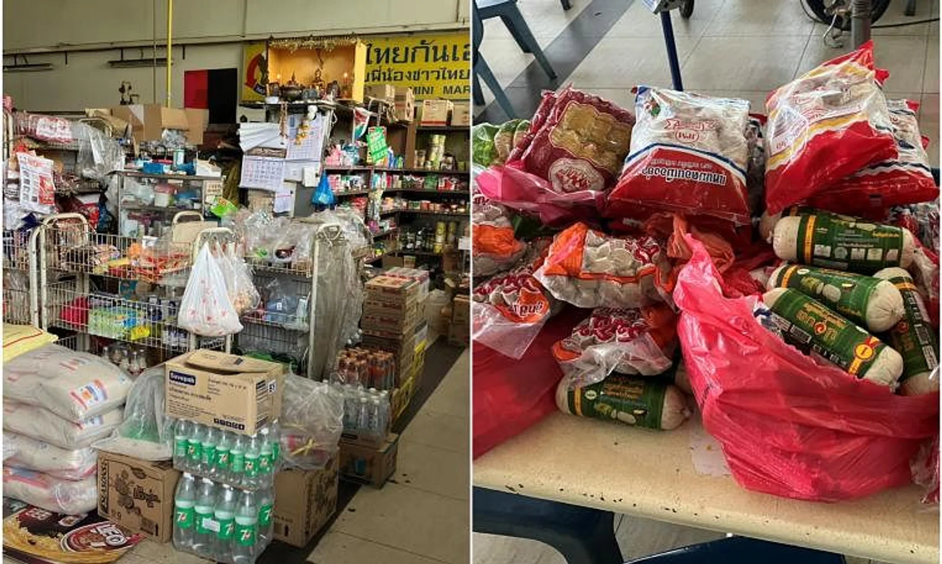 Products such as meatballs and sausages were seized from Thai Khaneng Coffeeshop by Singapore Food Agency officers.