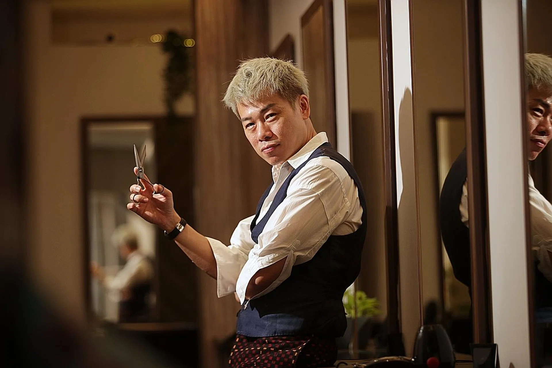 Mr Dave Teng, who runs Hairfolio salon at The Adelphi, has worked on the locks of celebrities such as Frances Yip, Vanness Wu and members of rock band Aerosmith.  
