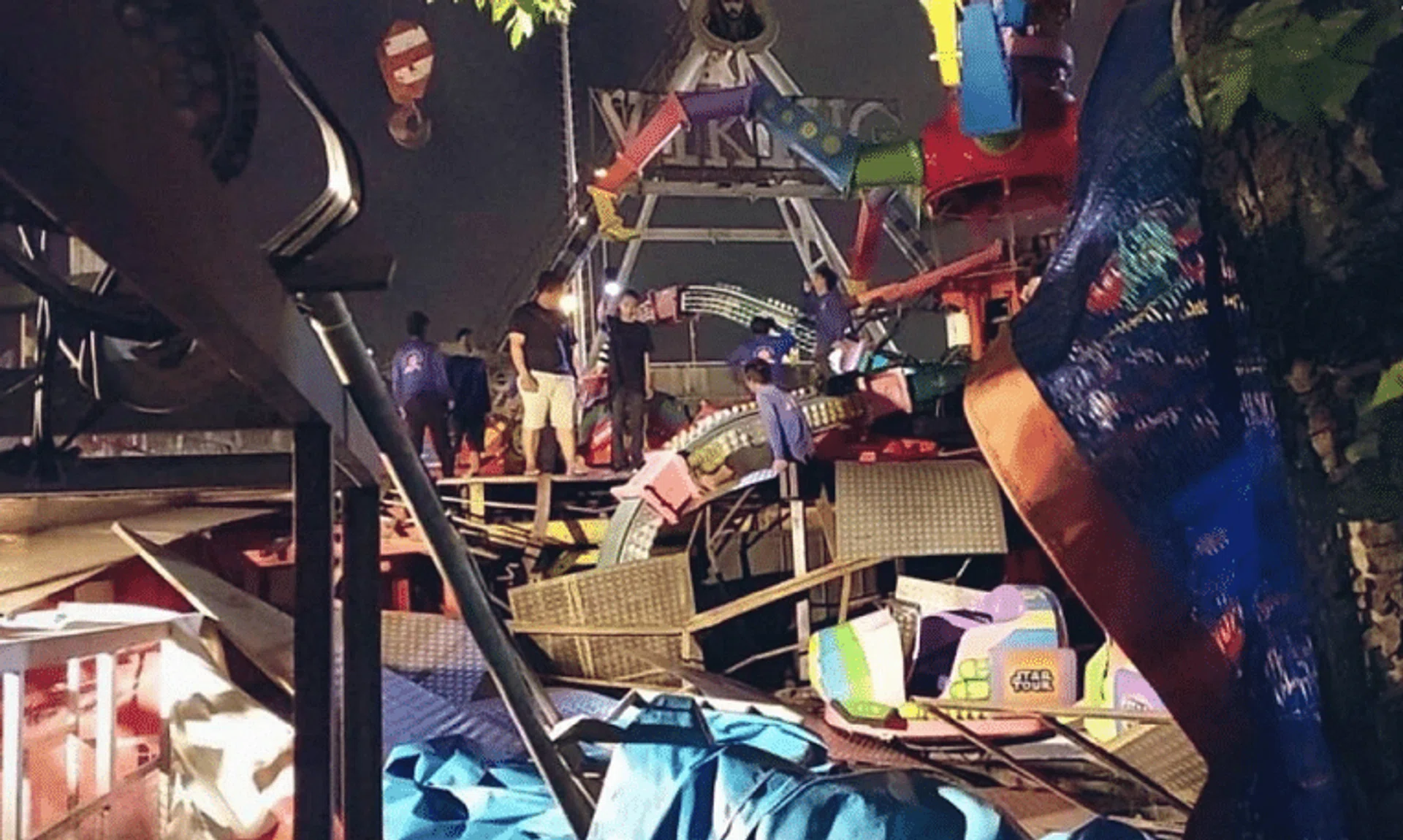 Police investigators took photos of the scene and questioned the injured at the hospital. 