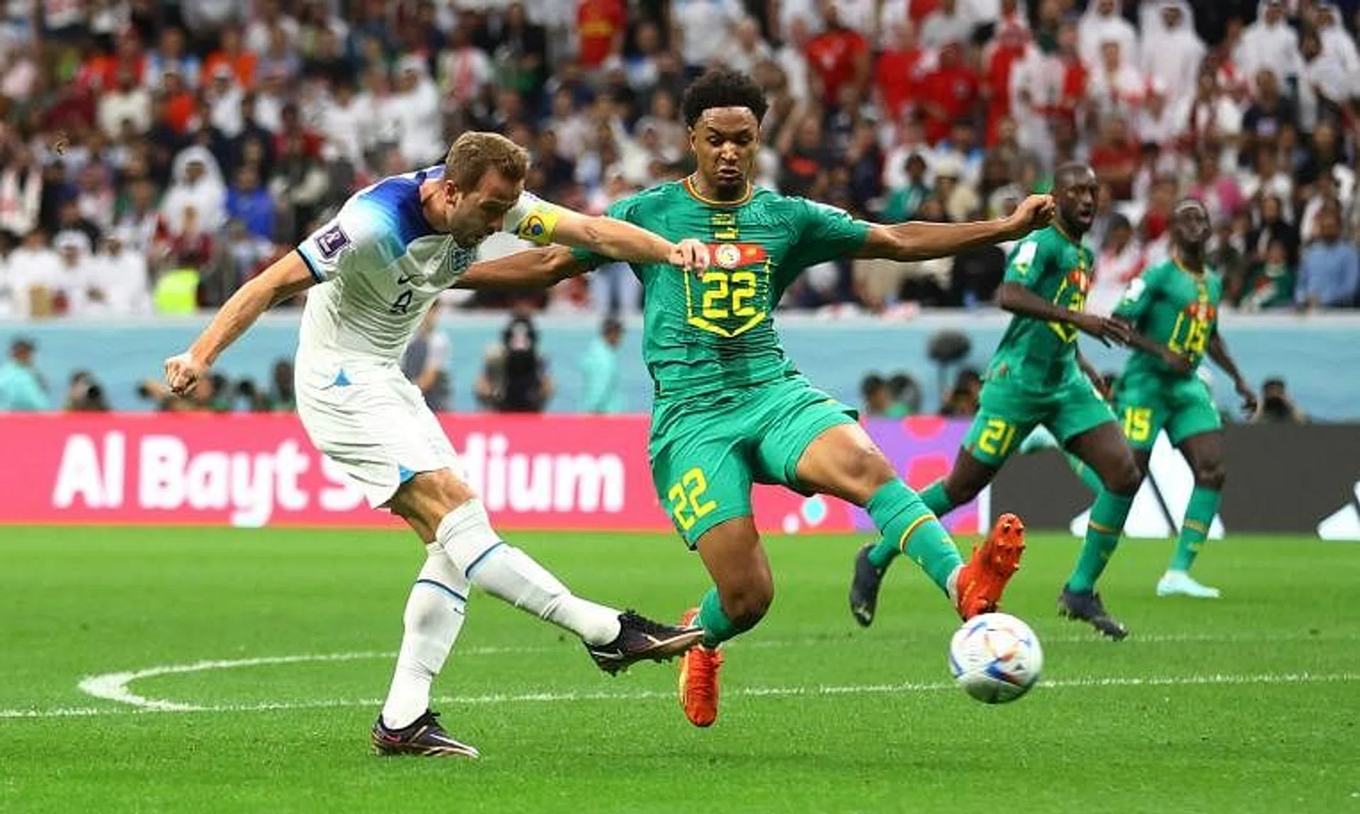 England's Harry Kane scores their second goal.