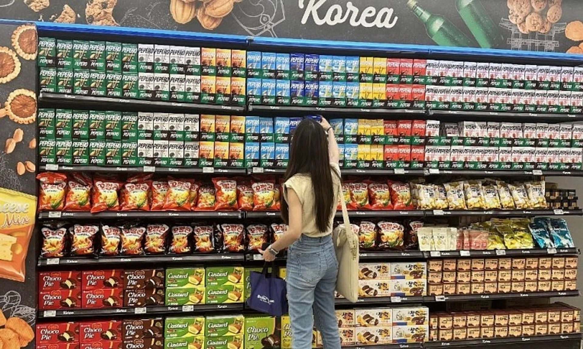 Lotte products on the shelves at the FairPrice Xtra VivoCity hypermarket.