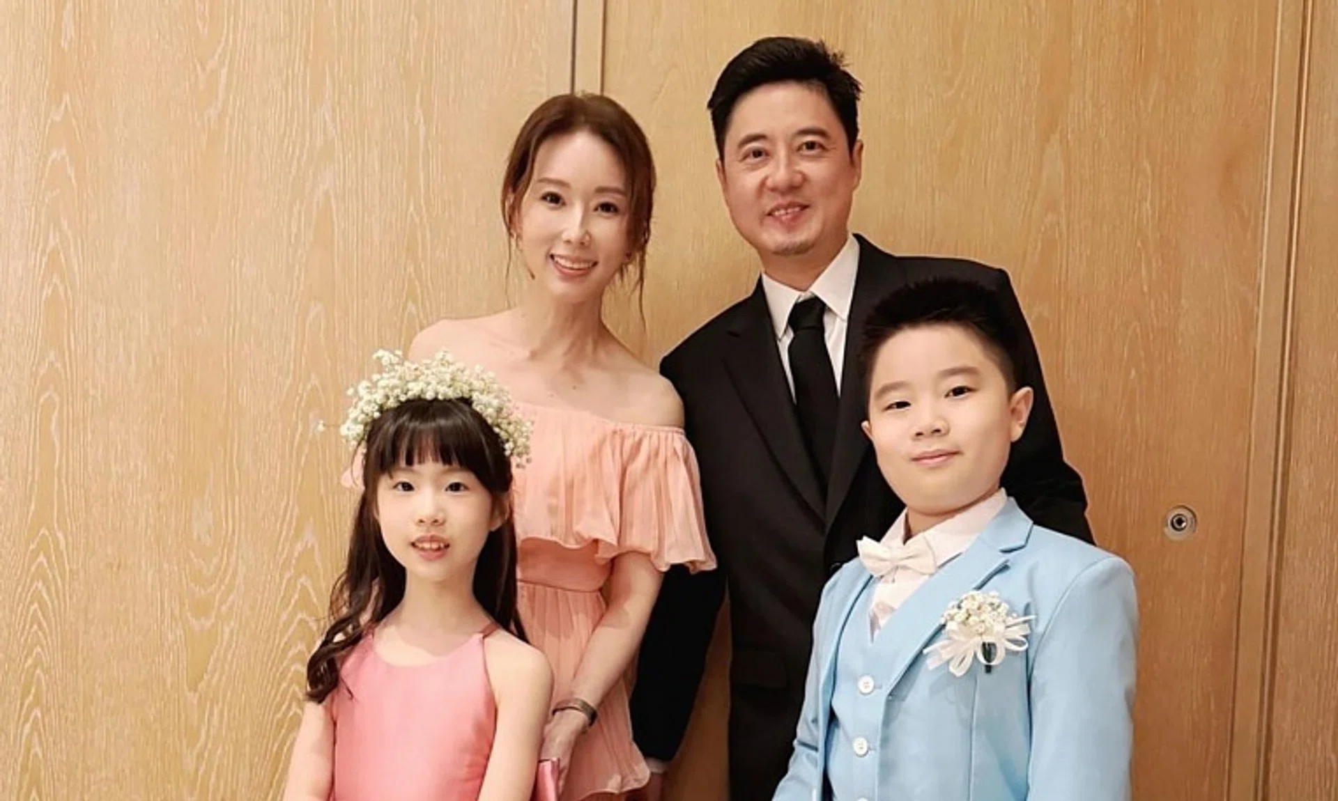Actress Yvonne Lim and her businessman-husband Alex Tien with their son AJ and daughter Alexa.