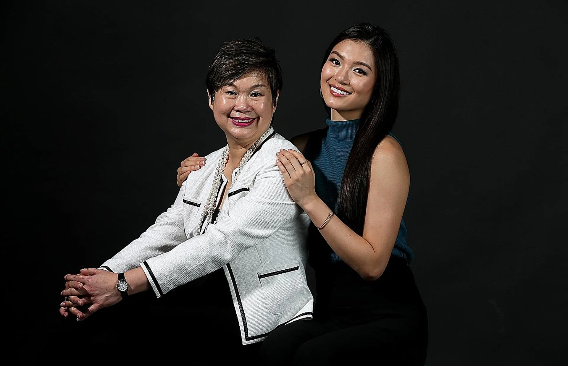 Miss Universe Singapore 2016 winner Cheryl Chou with her mother, Mrs Carol Chou. 