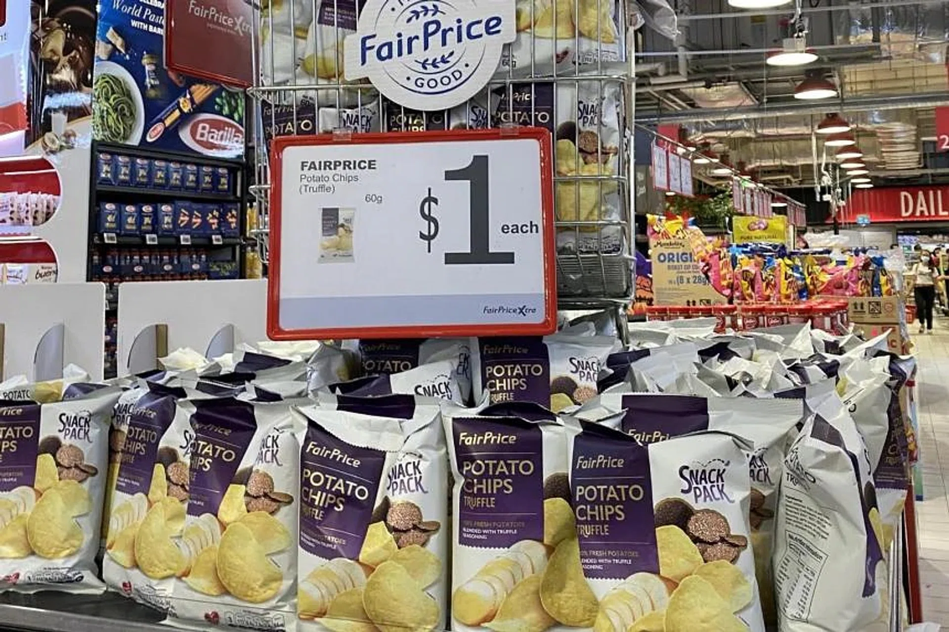 FairPrice, which launched its truffle potato chips recently, is competing in a crowded marketplace. 
