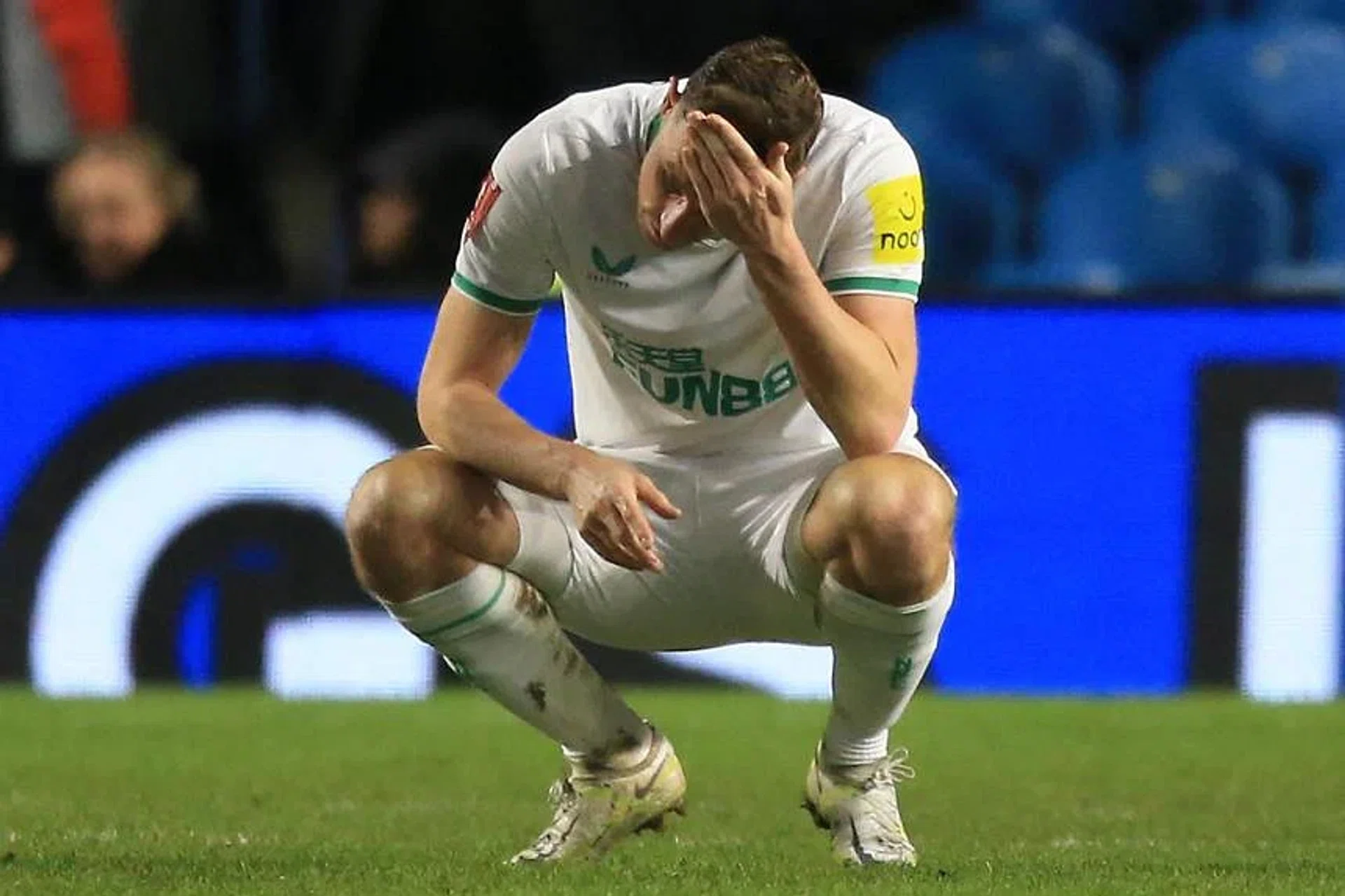 Newcastle United striker Chris Wood reacts after their third-round FA Cup loss to third-tier Sheffield Wednesday. 
