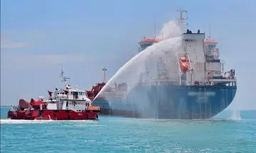 Ship ablaze in Johor Straits; all crew members accounted for