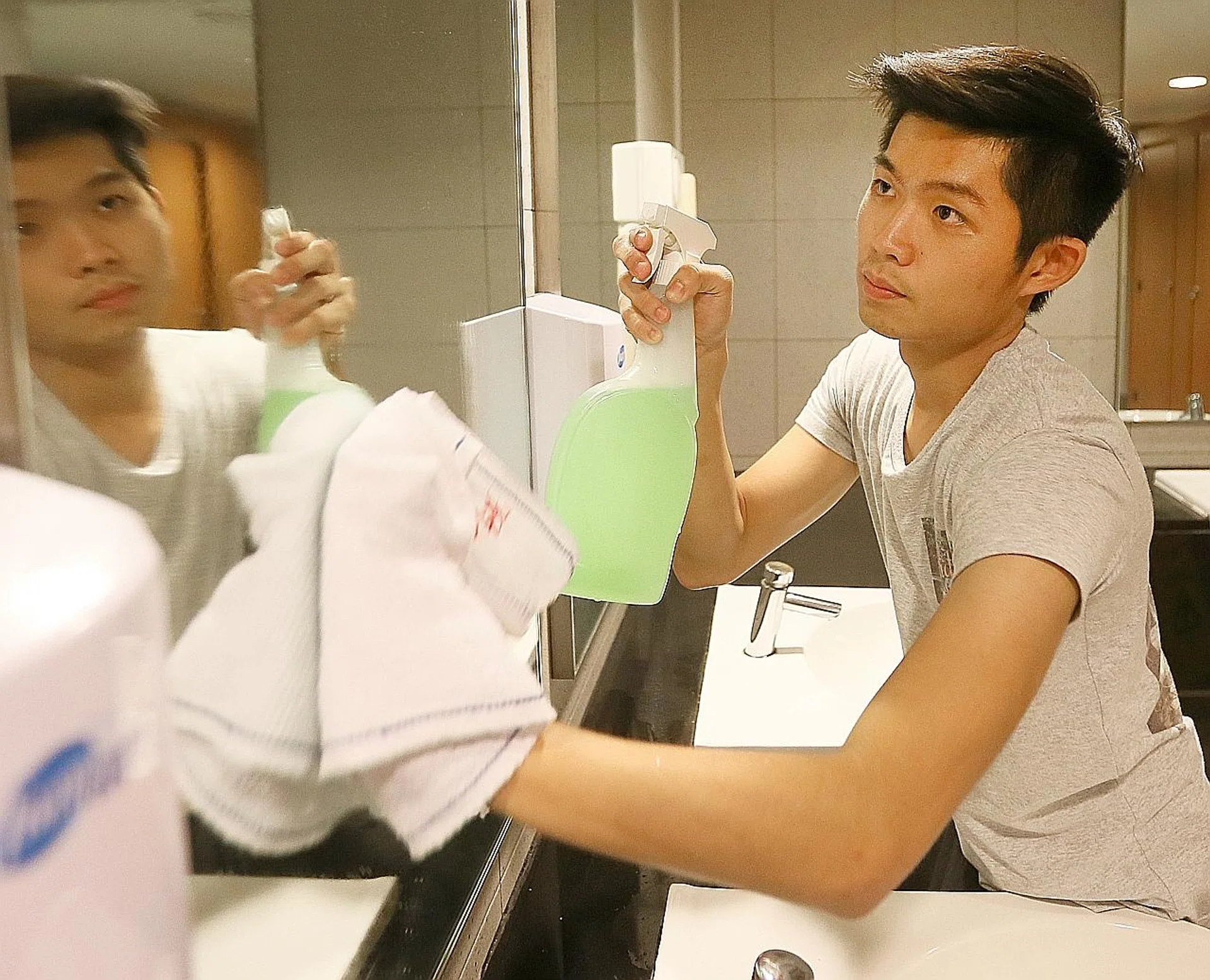 Get rid of bacteria at home by wiping surfaces regularly. 