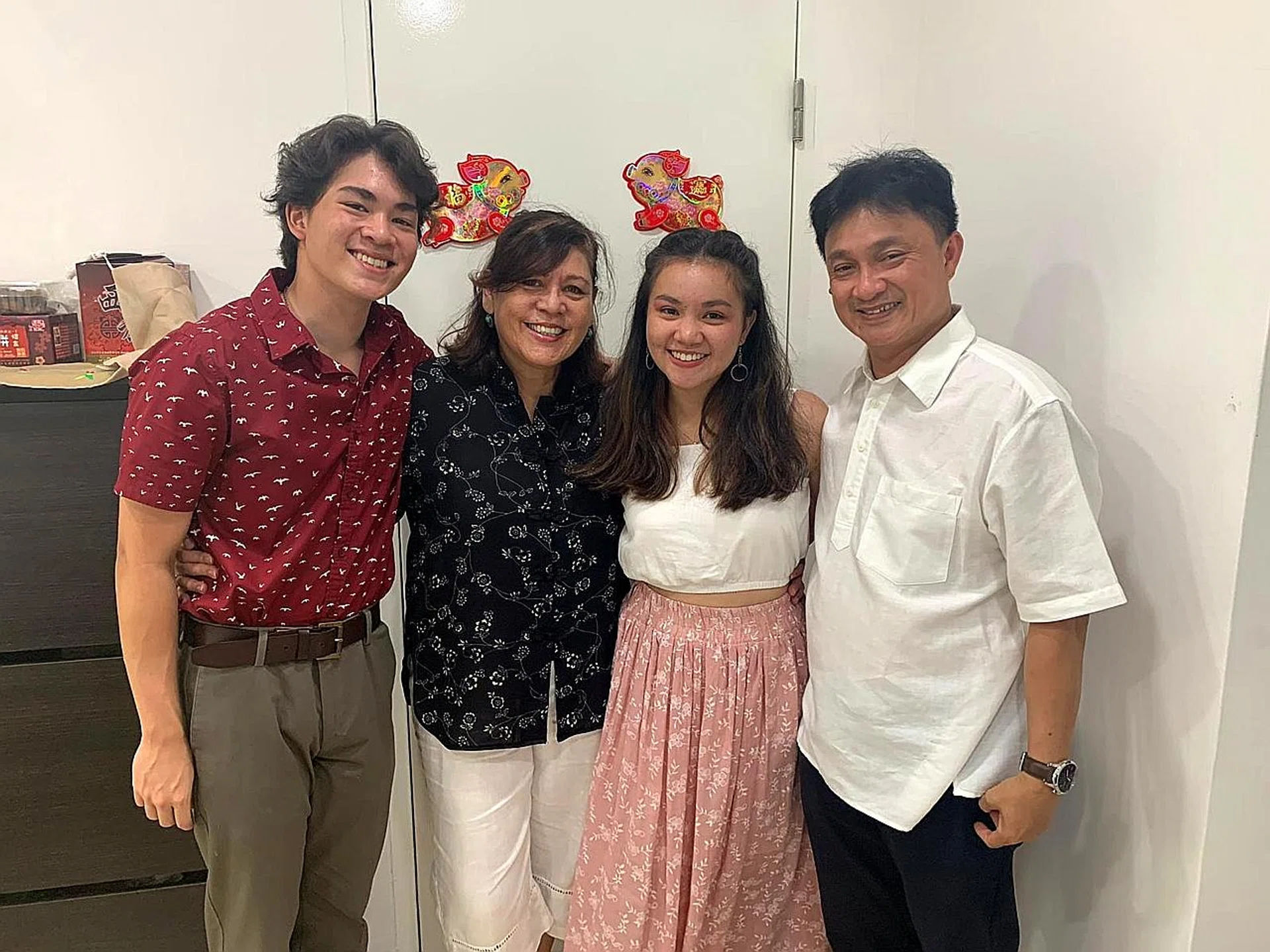 Ms Barbara D'Cotta (second from left), who will be 60 this year, with her son, daughter and hubby.