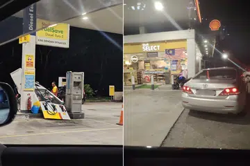 S'pore car allegedly damages petrol booth in Johor after driving off with fuel nozzle attached
