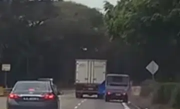 Truck hits pickup and takes off