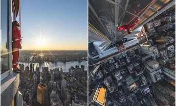 American actor Jared Leto scales the Empire State Building to promote Thirty Seconds To Mars world tour