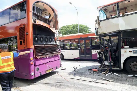 Tampines accident involving SBS buses, car sends 13 to hospital