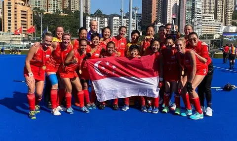 Singapore women's masters hockey team clinch gold at Asian Continental Cup