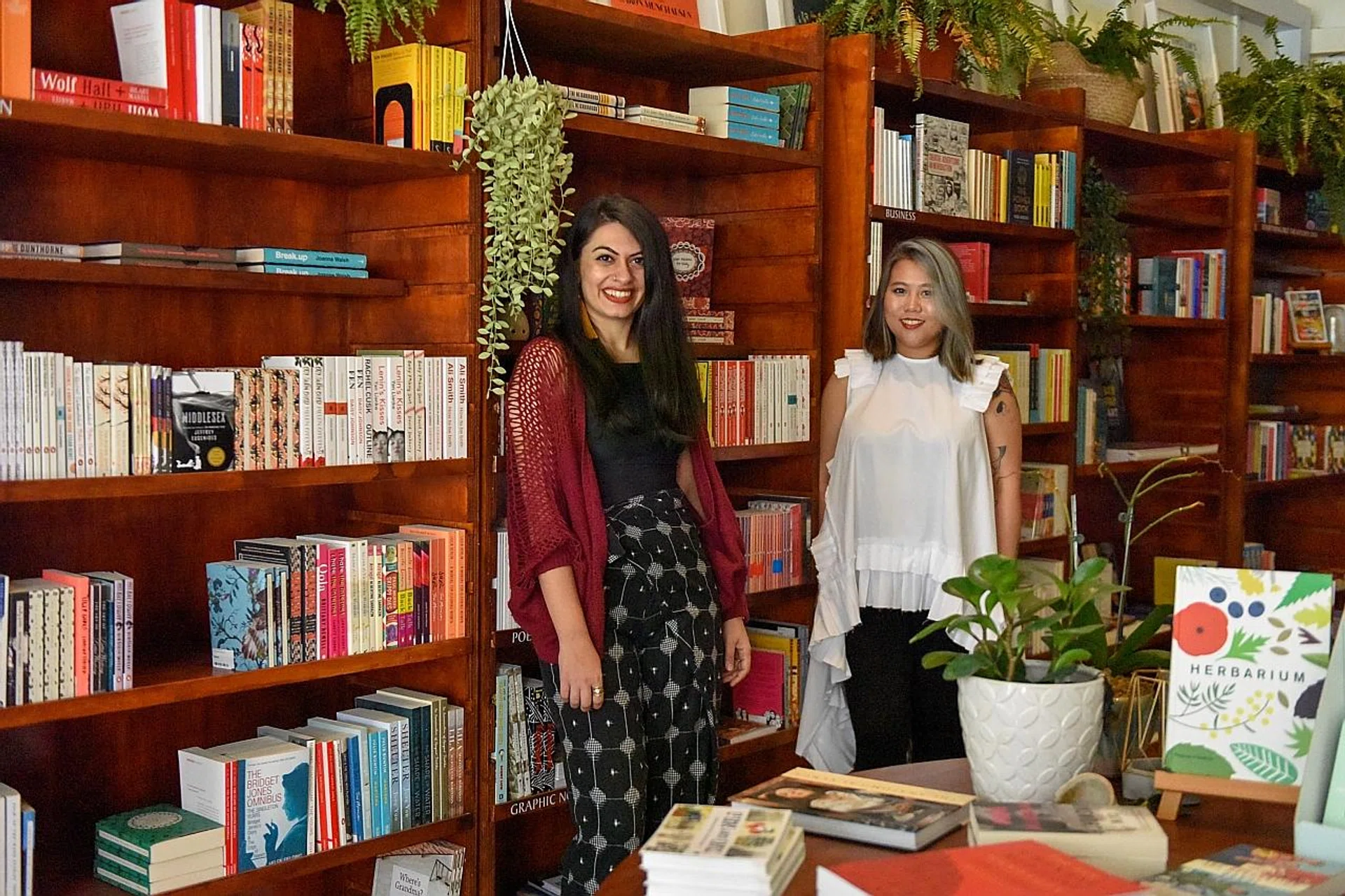 (Above) Ms Sarah Naeem (left) and Ms Lee Jiaqian of The Moon. 