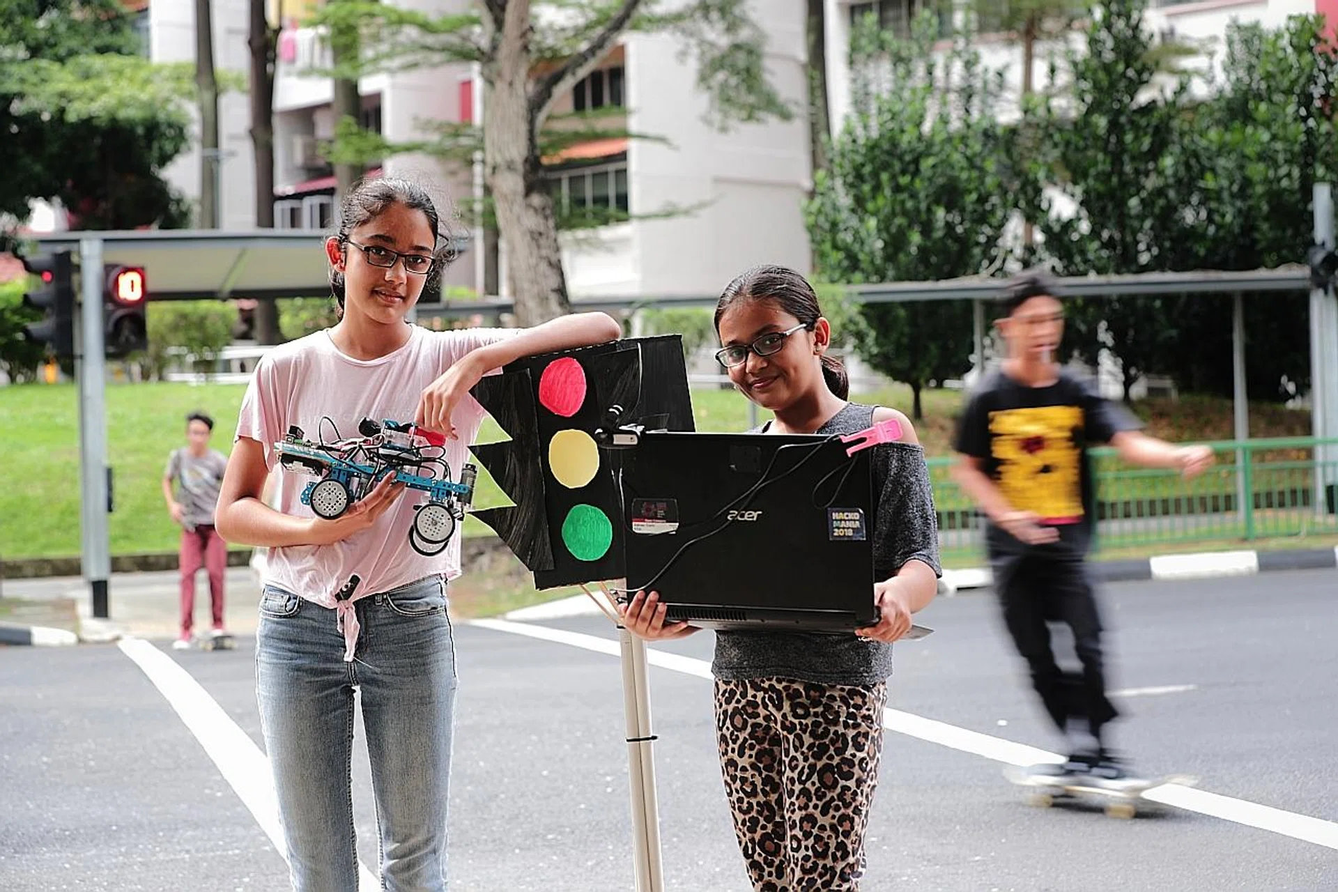 Sisters Anjali (lef), 12, and Sophia Curic, 10, have been coding since they were three. 