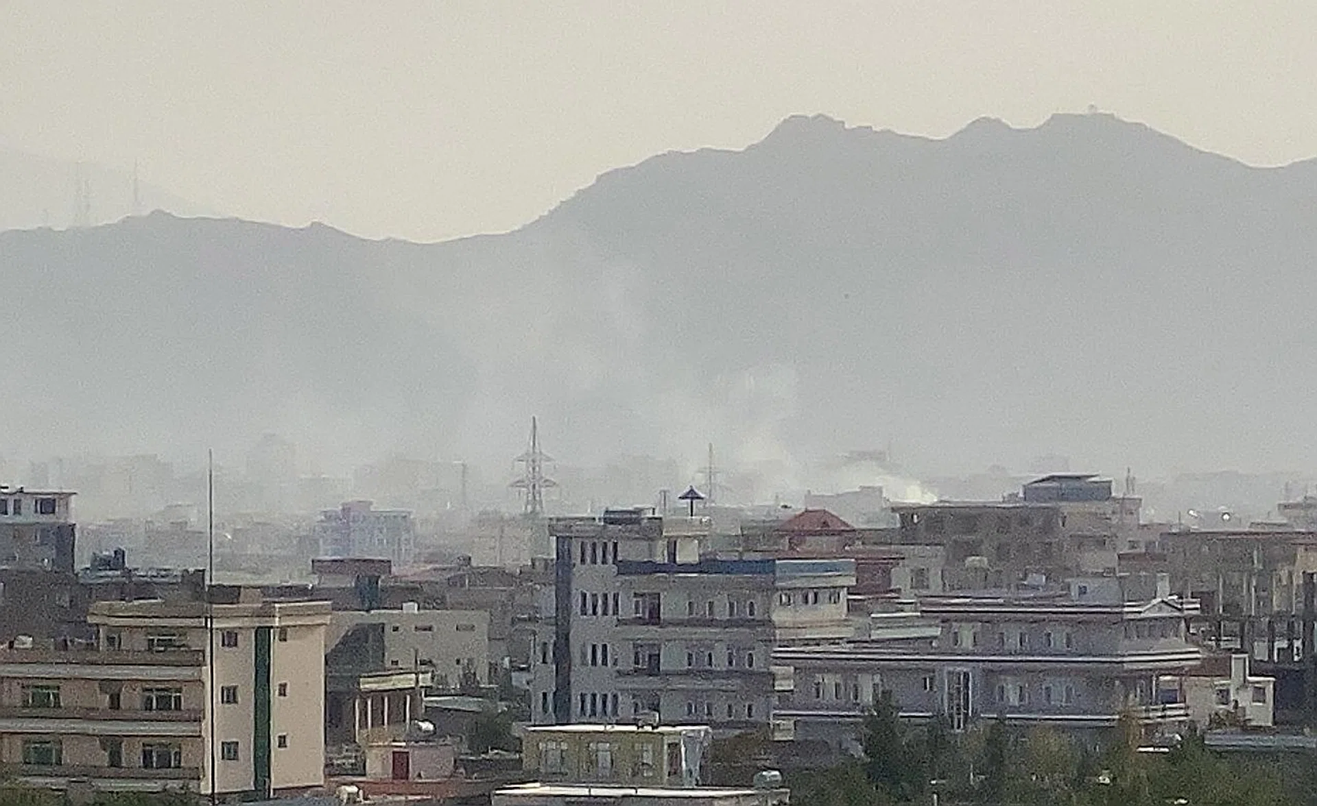 Smoke billowing at the scene of the drone strike, which was carried out from outside Afghanistan. 