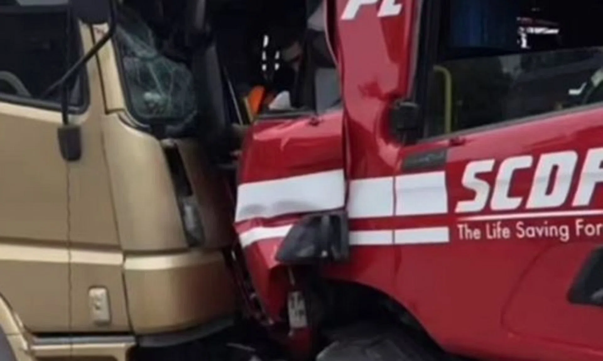 The fire engine was returning to the Sungei Kadut fire post after responding to a fire in the area, which turned out to be a false alarm.