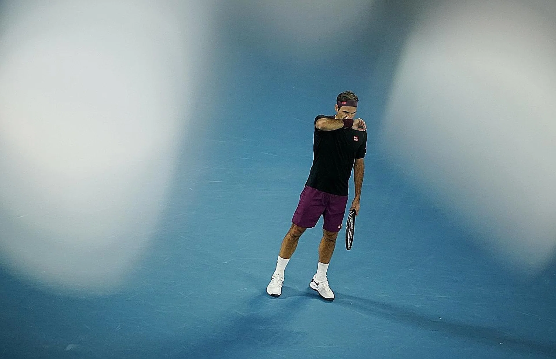 Athletes such as Roger Federer (above) have been improvising their train-at-home routines.  