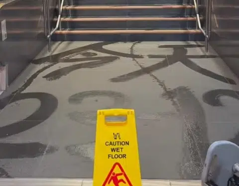 Newton MRT station cleaner's mop calligraphy delights commuters