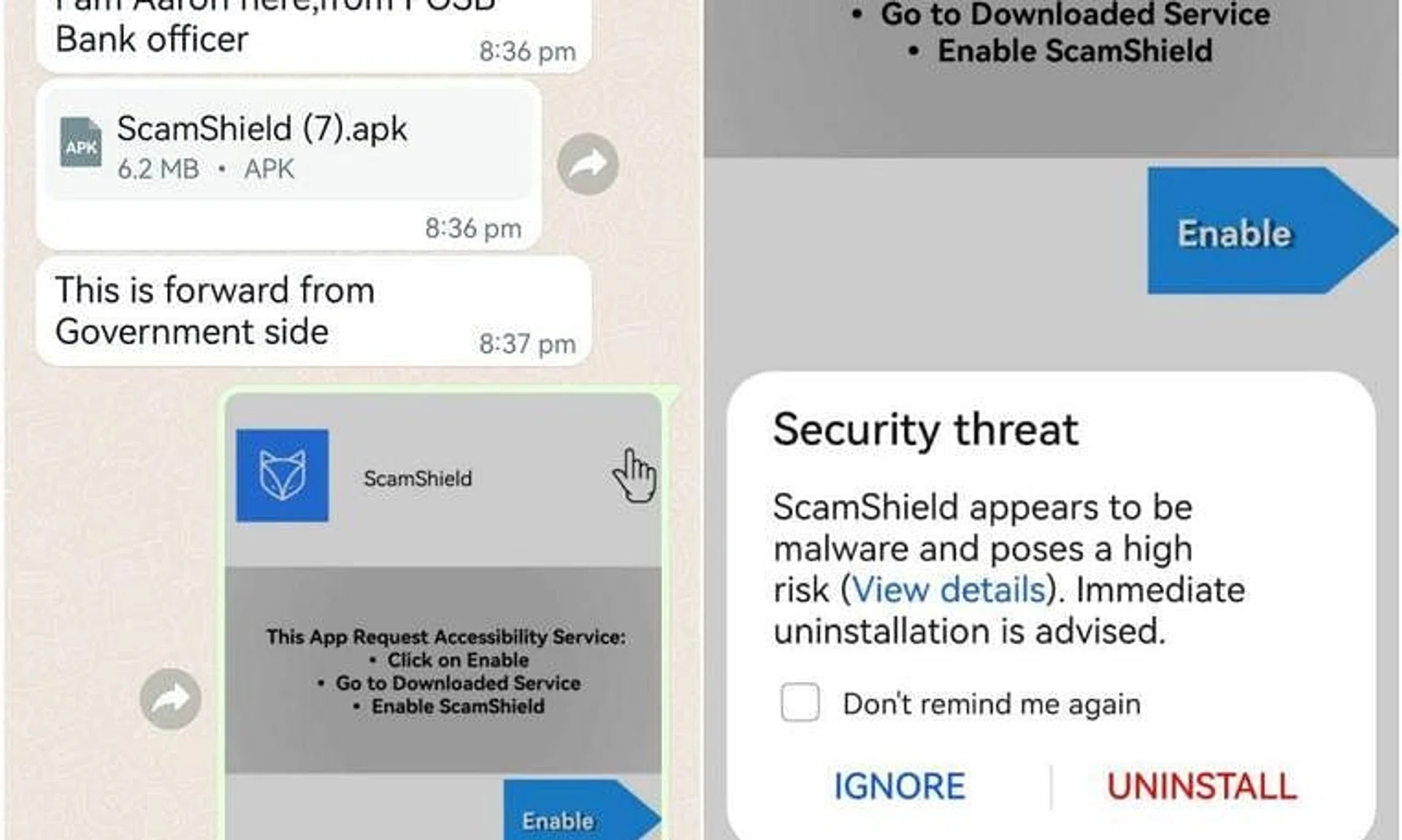The police on May 16 highlighted such scams, reminding the public not to download suspicious apps.