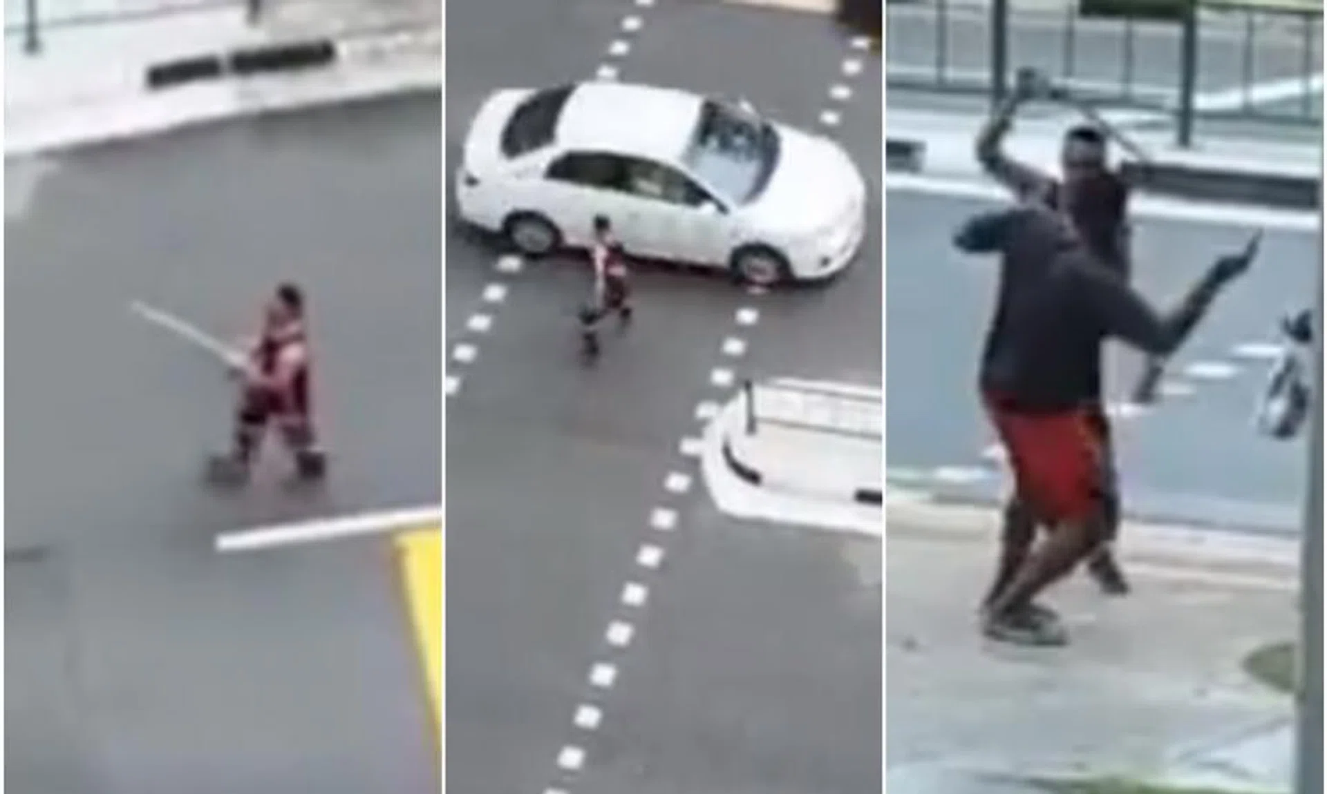 The man allegedly swung the sword towards members of the public and damaged at least three cars.