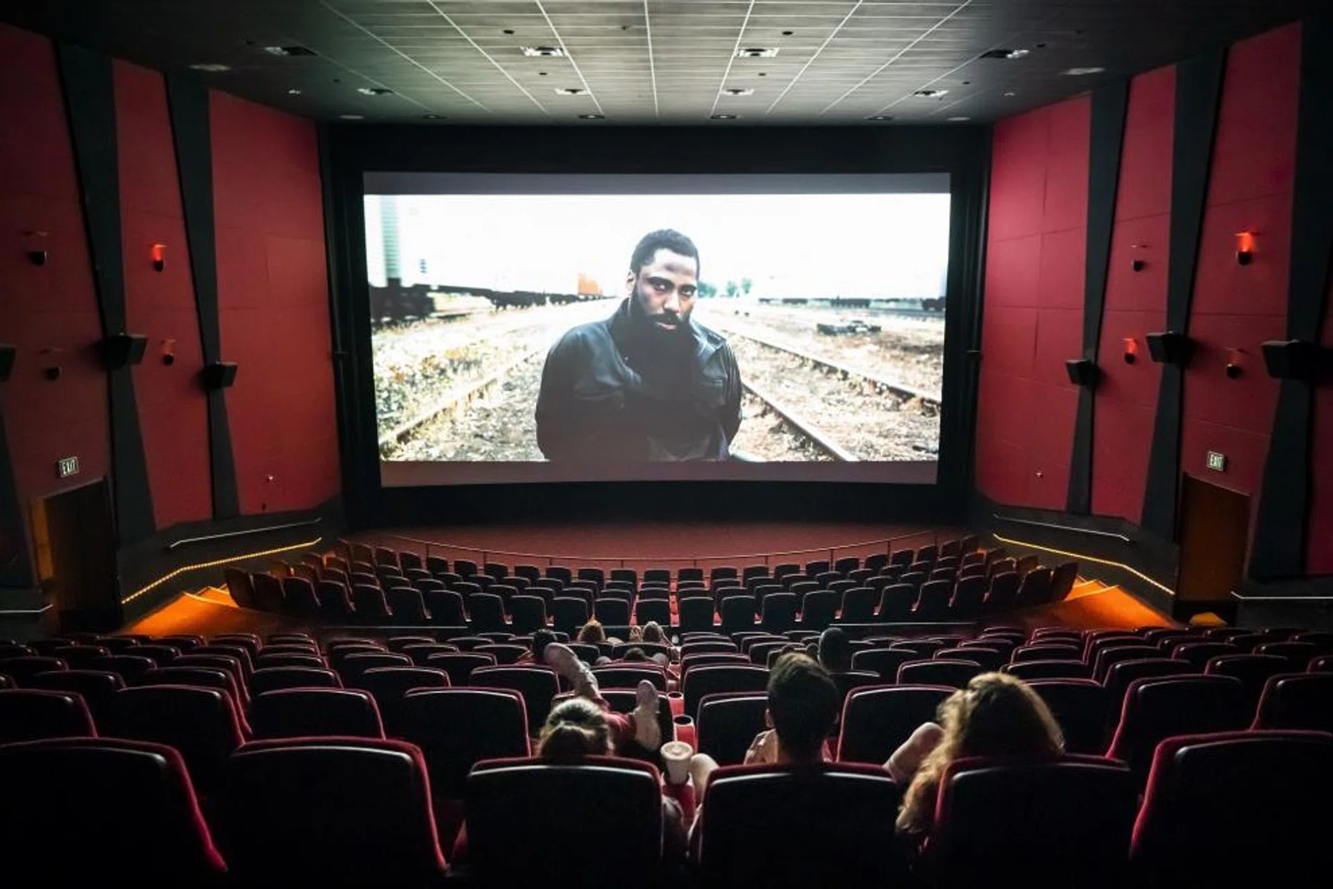 The long-delayed Warner Bros. movie Tenet plays in an AMC Movie Theatre in Northern Virginia, USA, 02 September 2020. 