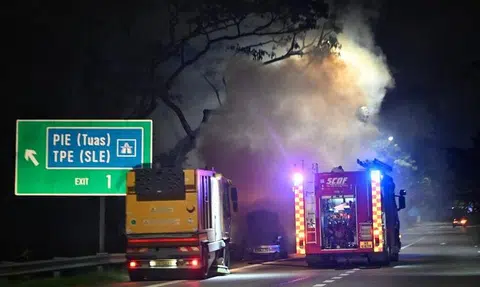 Car catches fire on East Coast Parkway on Wednesday