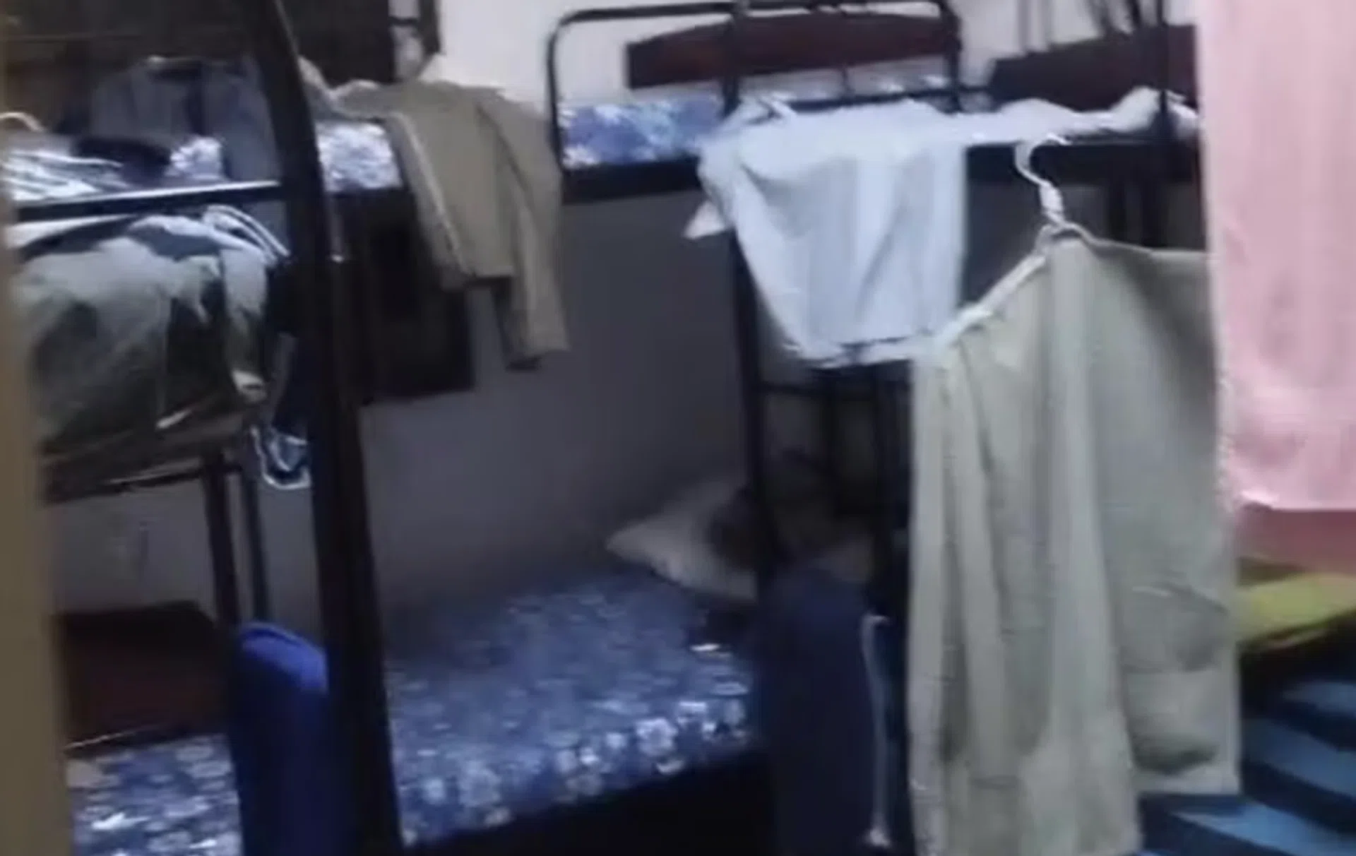 There were four bunk beds in the bedroom.