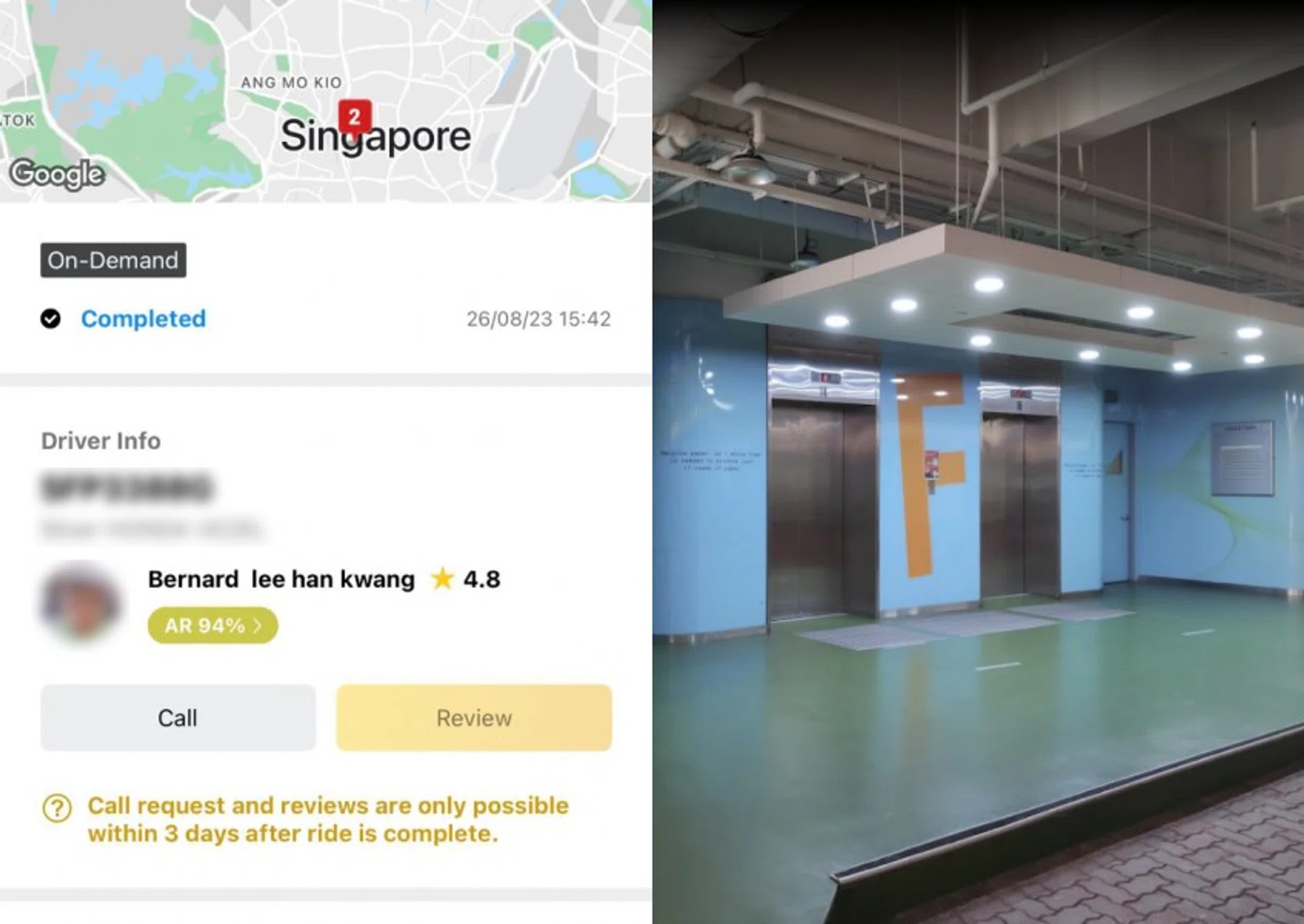 Mr Chen had booked his parents a Tada ride from Yishun to New Tech Park at Lorong Chuan on Saturday.