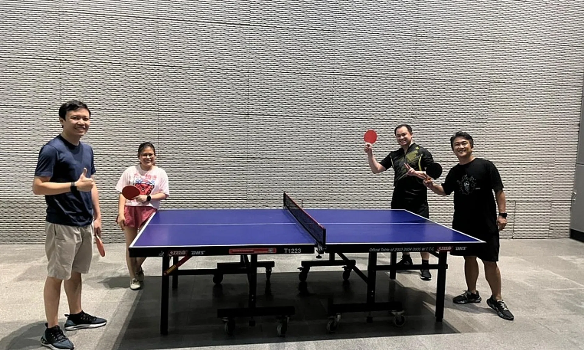 Table tennis enthusiasts can book a free slot online, and play at a table and net donated by STTA in Esplanade MRT station.