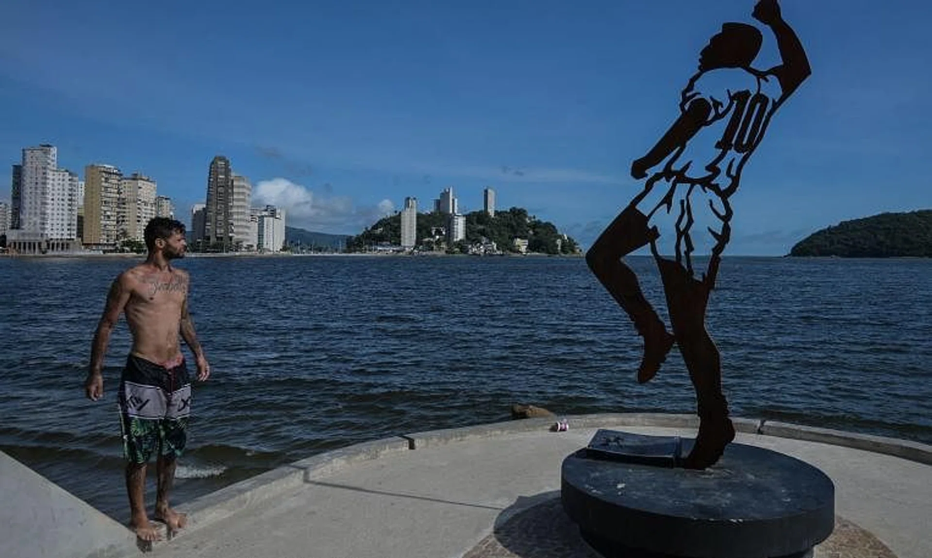 A statue depicting Brazilian football legend Pele at Rei Pele pier, in Sao Vicente on Dec 19.