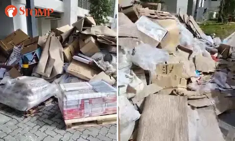 Despite warning notices, piles of rubbish greet residents moving into new Woodleigh block