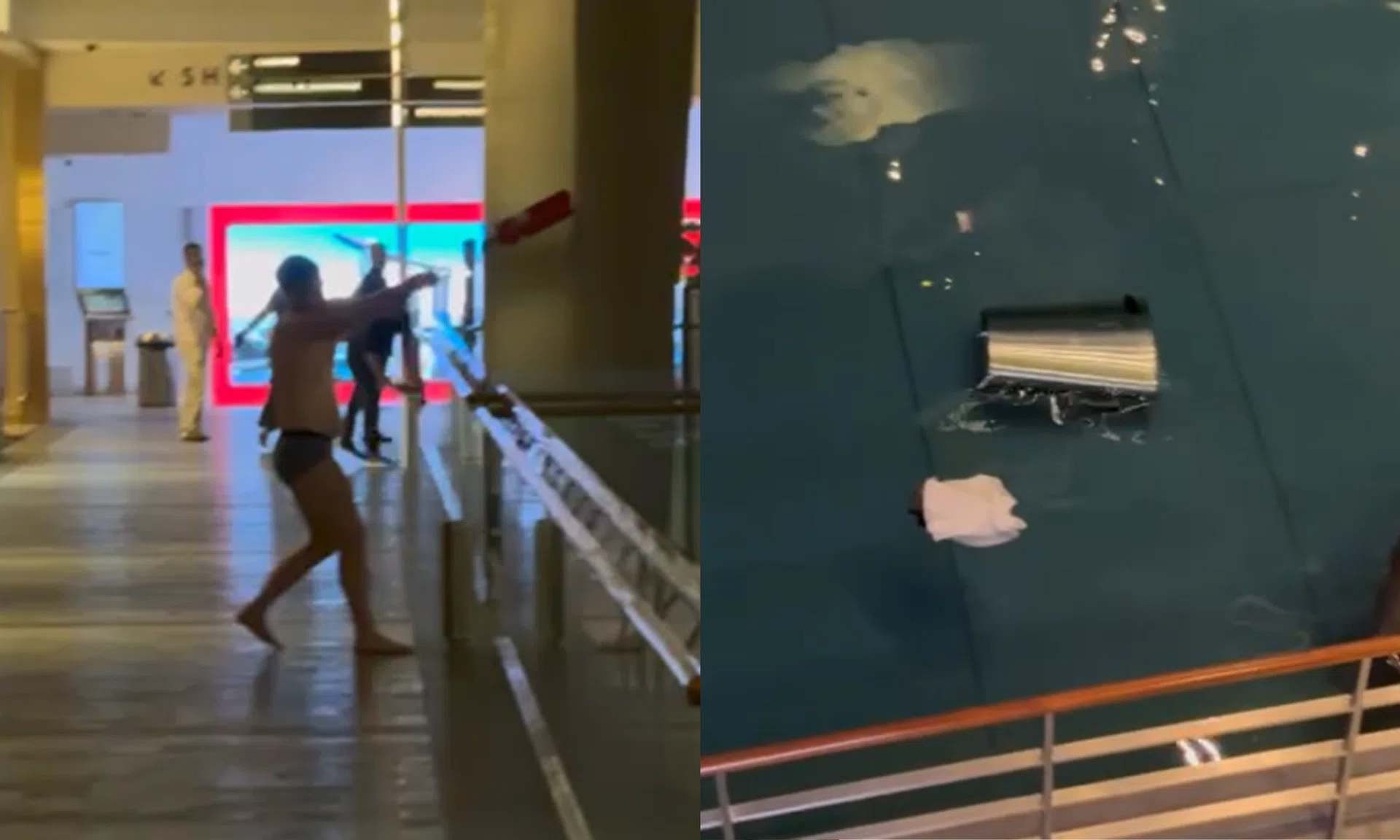 A rubbish bin and some clothes were seen floating in the canal of MBS.