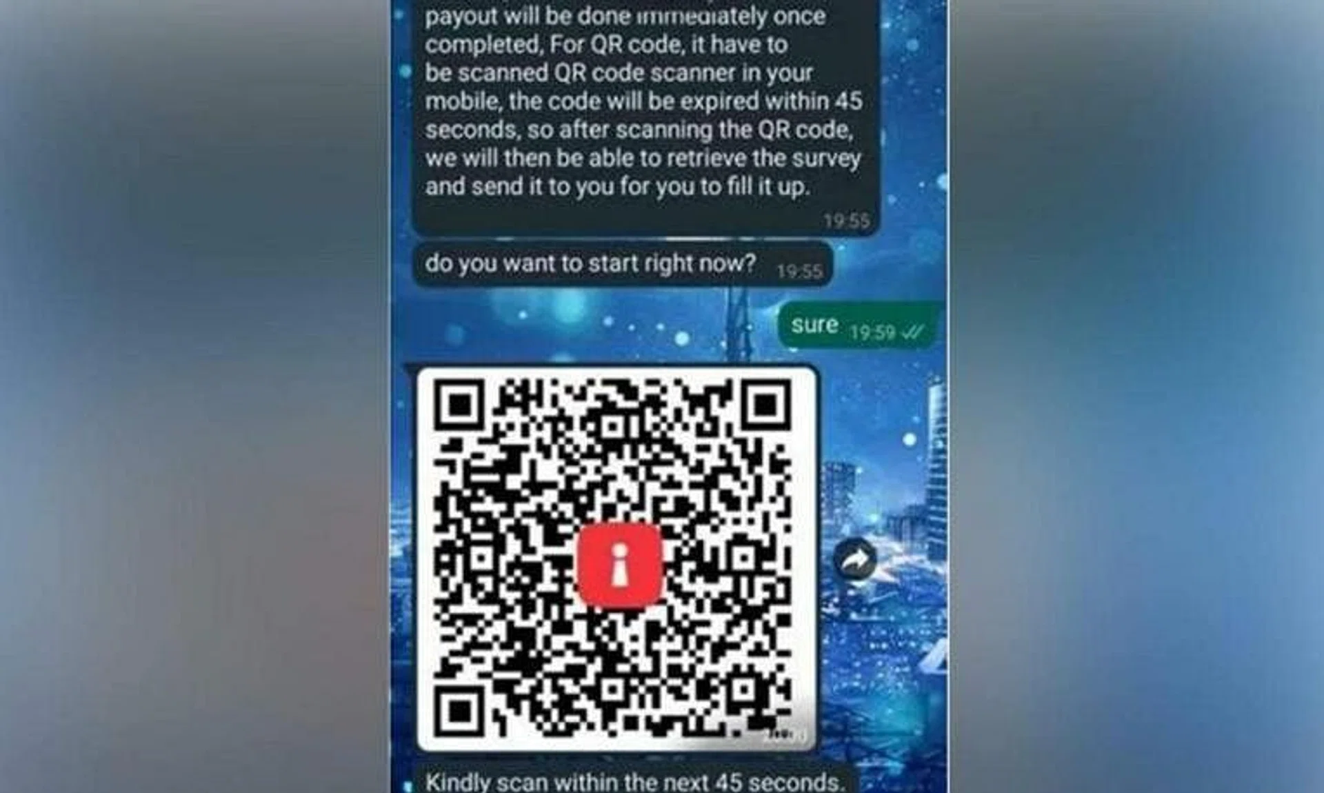 A Singpass QR code used by scammers. 