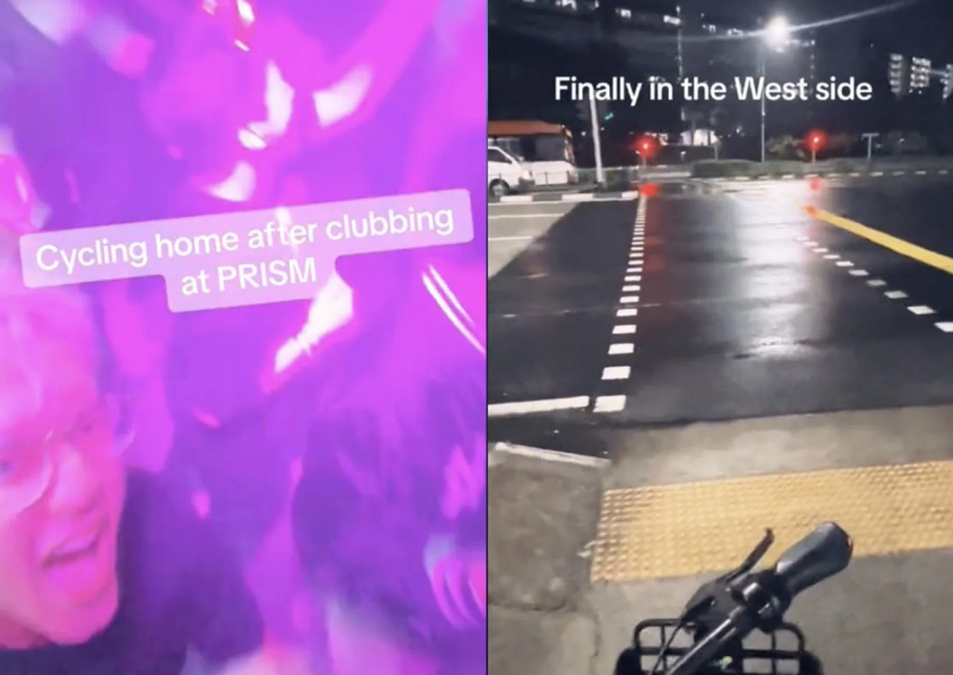 A TikTok video shared by Penguiin1 on Saturday showed a man cycling from Marina Square to Jurong East.